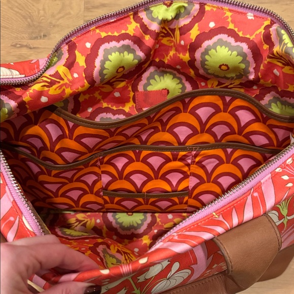 Amy Butler for Kalencom Floral Red and Pink Weekender Tote Bag - Picture 8 of 12
